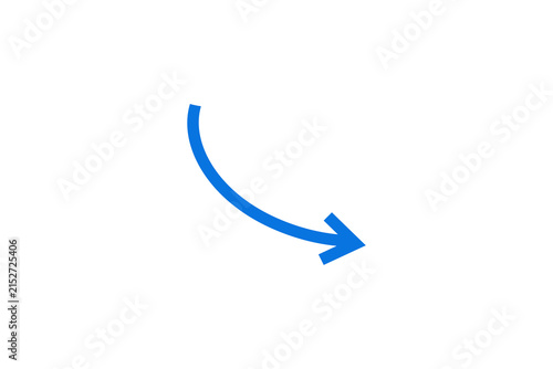 Curved arrow pointing down-right ideal for indicating direction, emphasis, navigation or attention in presentations, websites, signage and graphic designs