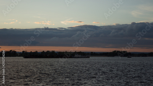 Sunset over the river Volga. Samara, Russia.