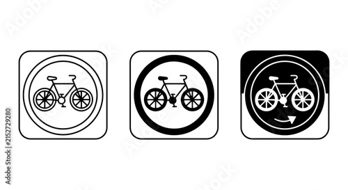 Bicycle Icons Set, Cycling Symbols Collection, Transportation Signs, Vector Graphics