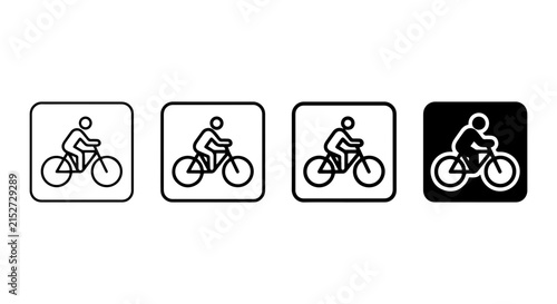 Bicycle Rider Icons Set, Cycling Silhouette Graphics, Transportation Symbols, Vector Art