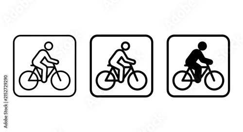 Cyclist Icons Set, Bicycle Rider Symbols Collection, Vector Graphics for Sports and Transportation