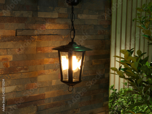 modern lamp with a brick wall