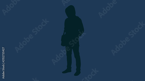 Silhouette of a mysterious person in a hoodie standing alone