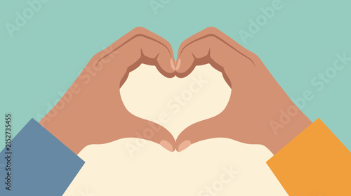 Multiethnic hands forming a heart shape on a light background