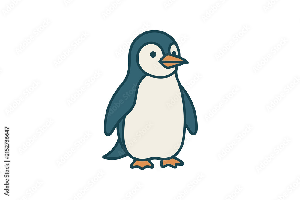 Obraz premium Cute Penguin Flat Vector Illustration
