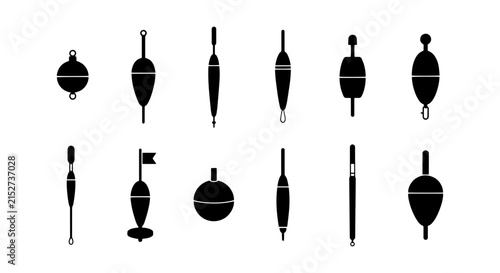 Bild auf Leinwand Fishing Floats Vector Set, Bobbers Collection, Angling Buoys, Fishing Tackle Ico