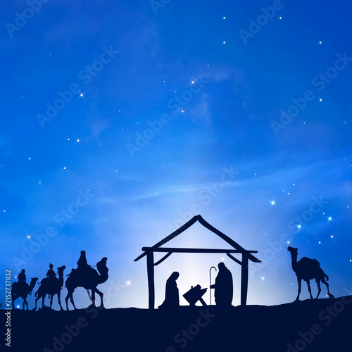 Принти на полотні Three Wise Men background, silhouette border