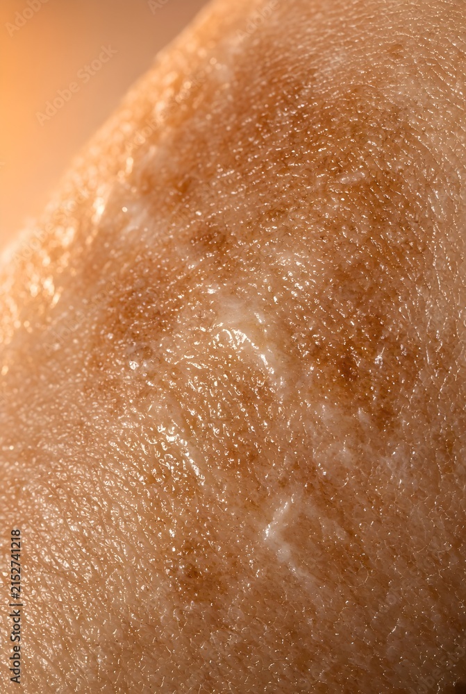 Fototapeta premium Extreme Close-Up of Moist Human Skin Texture with Natural Pores 