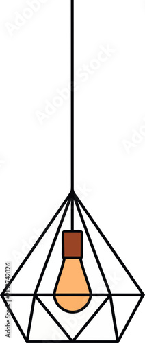 Geometric Hanging Pendant Light Flat Vector for Adobe Stock