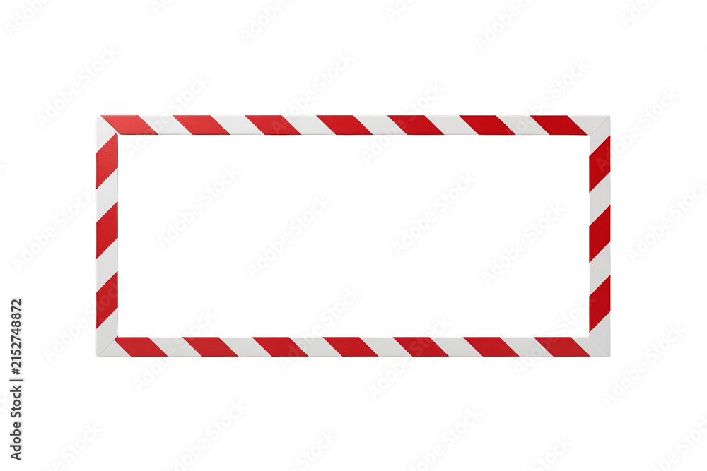 Fototapeta premium Rectangular red and white diagonal striped border frame