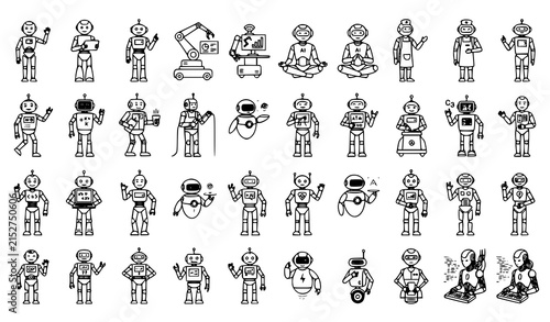 Foto Robot and Artificial Intelligence Character Collection with Humanoid Technology
