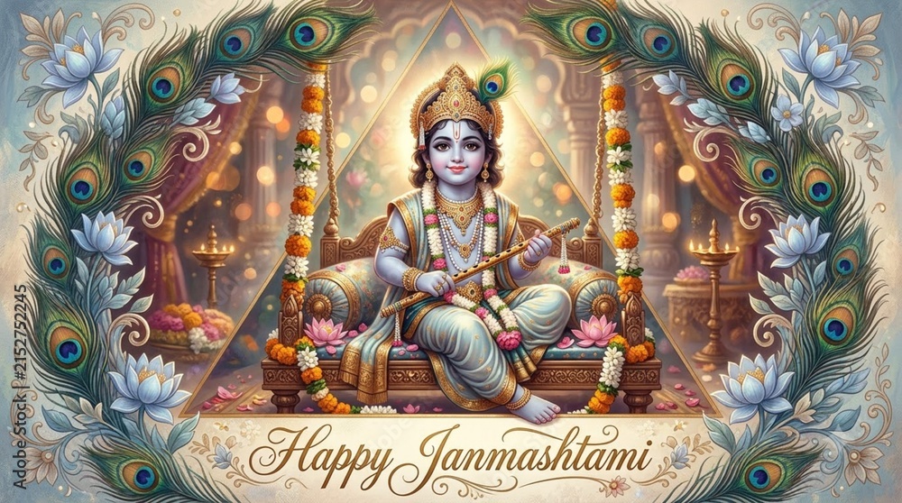 Fototapeta premium Happy Janmashtami wish all India 