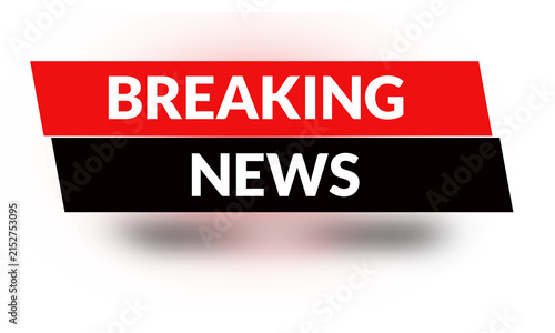 Professional Breaking News Broadcast Banner with Red Black Gradient and Shadow