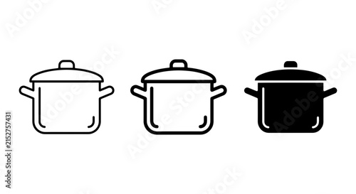 Cooking Pot Icons, Stock Pot Vector Graphics, Kitchenware Symbols, Culinary Equipment Set