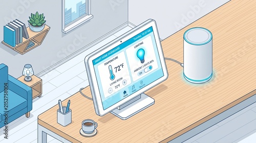 Smart Home Automation Dashboard on Digital Tablet