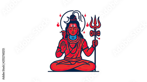 Картината върху платно Meditating Deity with Trident and Snake
