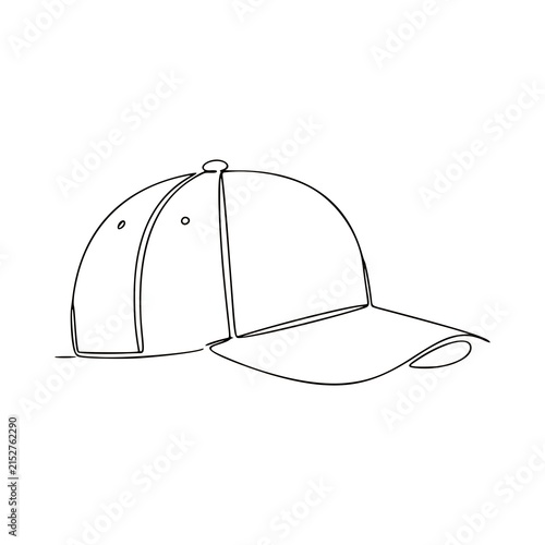 Baseball Cap Continuous Line Drawing Illustration