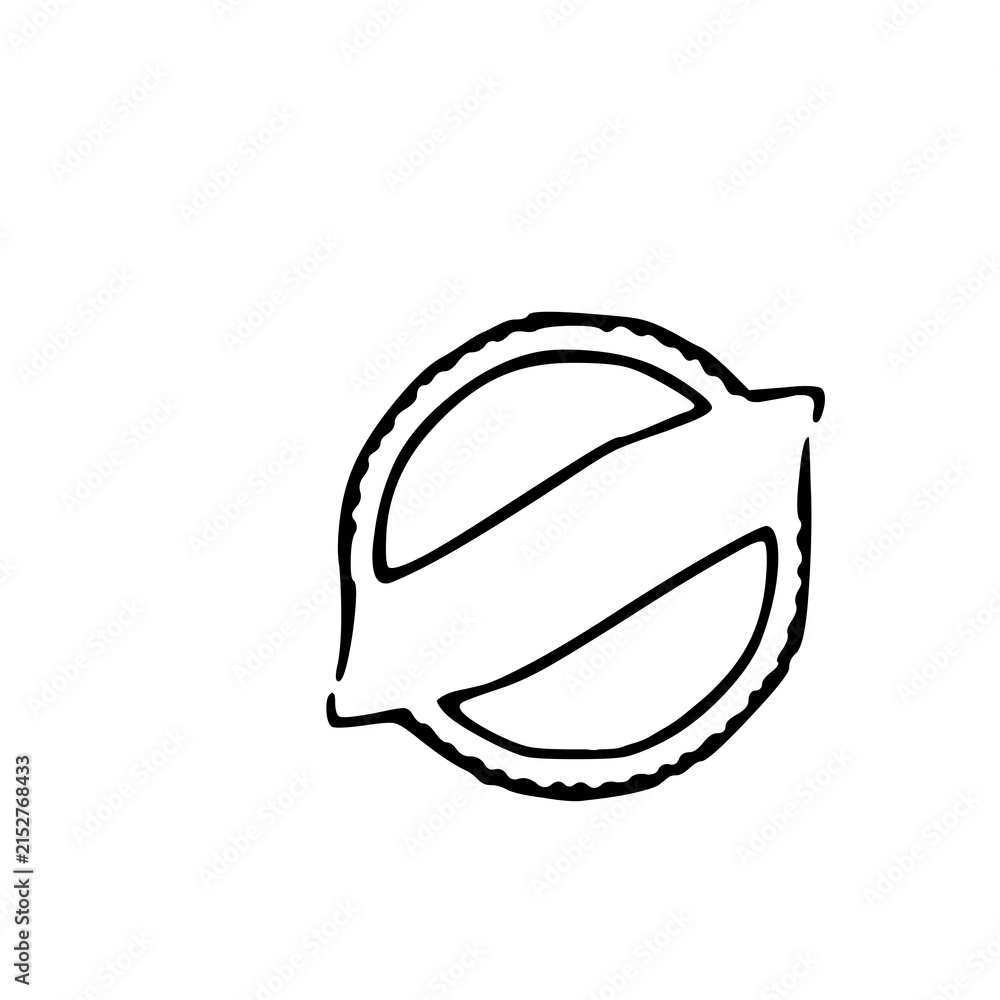 Fototapeta premium Minimalist circular emblem icon with diagonal slash line isolated on white background