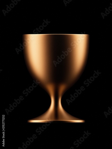 An elegant 3D render of a minimalist matte gold trophy with soft lighting, set against a deep black background. Ideal for victory, achievement, and success themes.