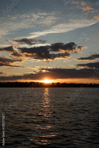 Sunset over the river Volga. Samara, Russia.