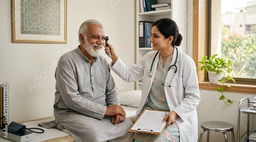 Female Pakistani physician at medical office