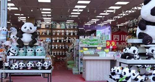 Panda doll shop in Chengdu city, China