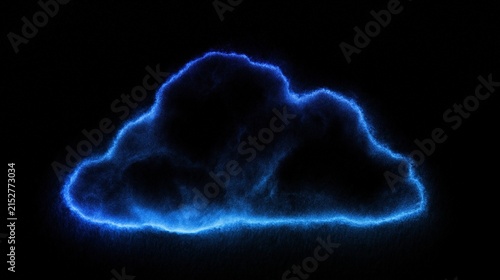 A luminous blue cloud with a bright neon outline creating an energy or nebula effect against a black background. Ideal for abstract and sci-fi designs.