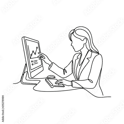 young woman working on laptop