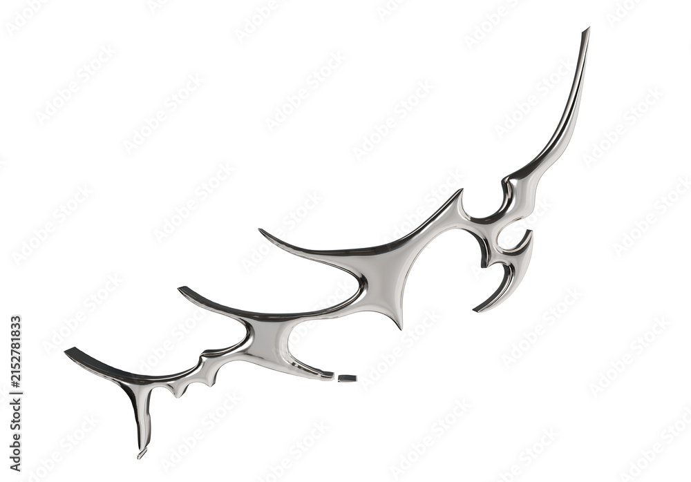 Fototapeta premium Abstract Liquid Chrome Cybersigilism Illustration Isolated 3D Render