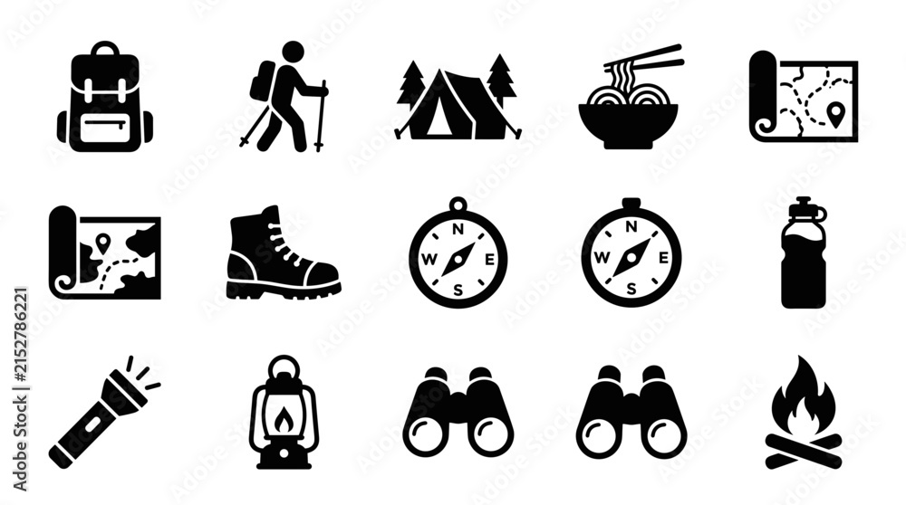 Obraz premium Outdoor Adventure Icons Set.