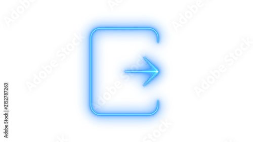 Cuadro en lienzo Glowing neon exit or logout icon isolated on transparent background
