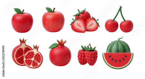 various red fruits displayed against a plain white background freshness and culinary diversity nutrition visuals