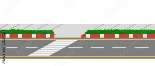 Canvastavla Asphalt road landscape graphic with pedestrian crosswalk sidewalk and green hedg