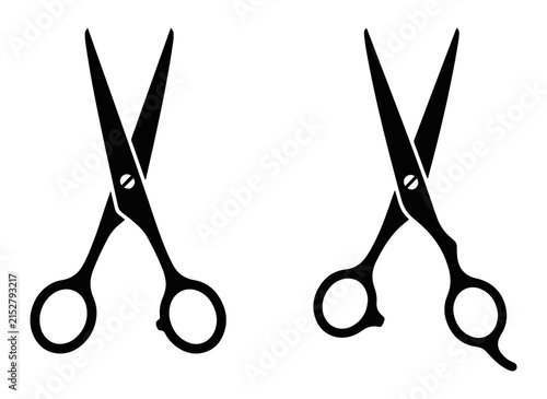 Photography Black and white silhouette icon set of professional hair cutting scissors