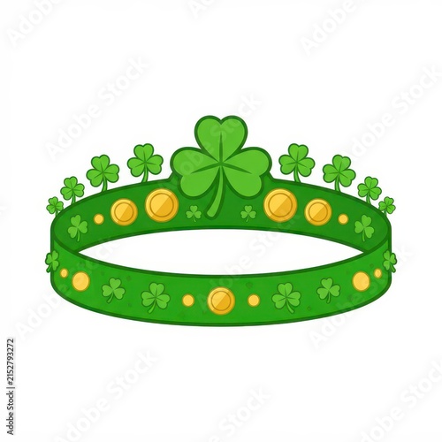 St Patricks Day crown with shamrocks and gold coins