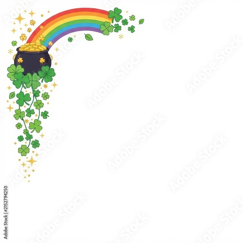 St Patricks Day pot of gold corner border