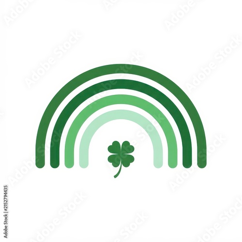 Four leaf clover with green rainbow on white background