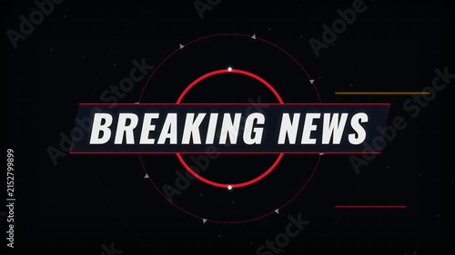 Breaking News Broadcast Animation with Red Circular Graphic and HUD Interface
