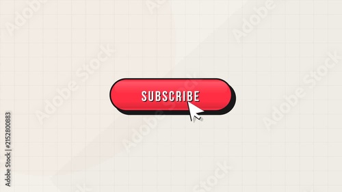 Red Subscribe Button Animation with Clicking Cursor on White Grid Background