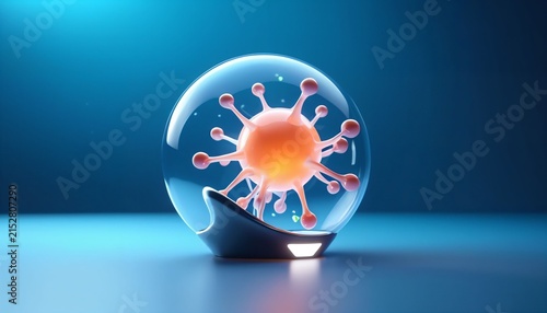 Microscopic cell model inside transparent scientific sphere