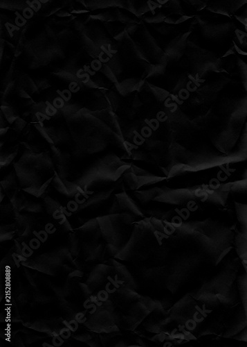 Canvastavla Highly detailed dark crumpled black paper sheet texture with numerous intricate creases and sharp shadows, creating a complex abstract pattern for artistic use