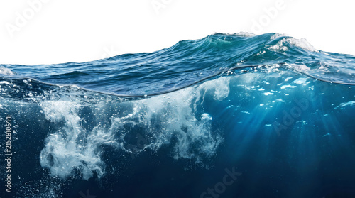 Ocean Wave Cross Section with Underwater View and Blue Water