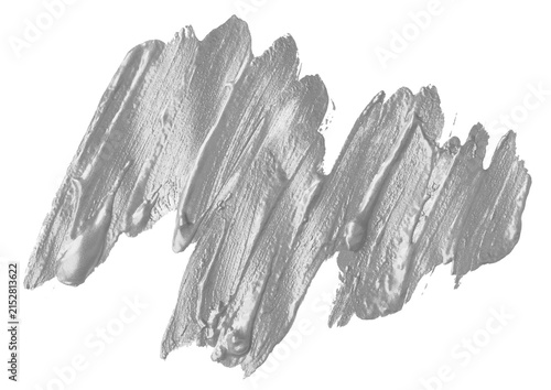 Textured silver paint stroke with metallic sheen and visible brush marks