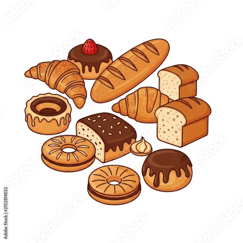 Assorted fresh bakery breads and pastries collection.