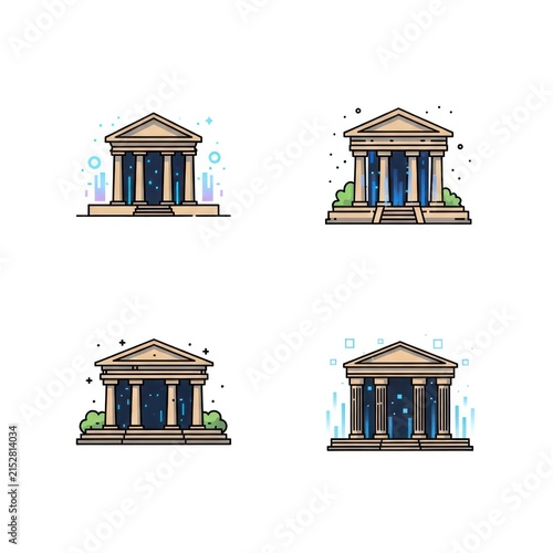 Ancient temple ruins with cosmic portals.