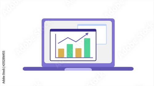 Digital Marketing Growth and Business Success Laptop Screen 2D Vector Animation 4K