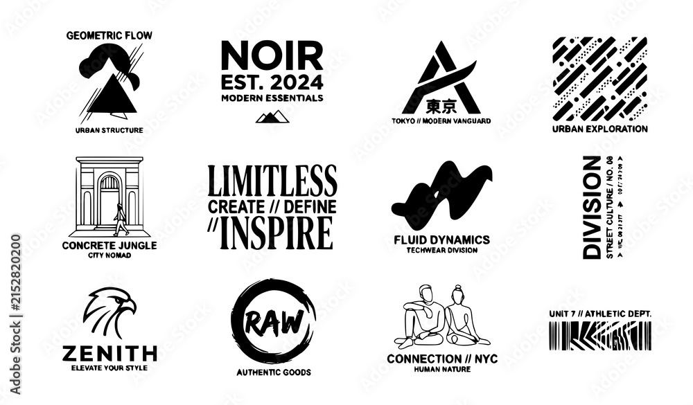 Fototapeta premium Modern t-shirt design vector collection with trendy apparel graphics and streetwear illustrations