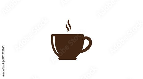 A simple brown icon of a steaming hot cup of coffee