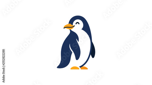 A minimalist vector illustration of a cute penguin standing against a plain white background