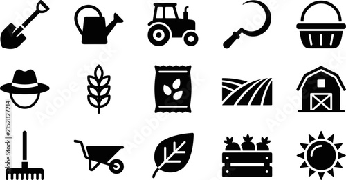Set of agriculture and farming vector icons 1.